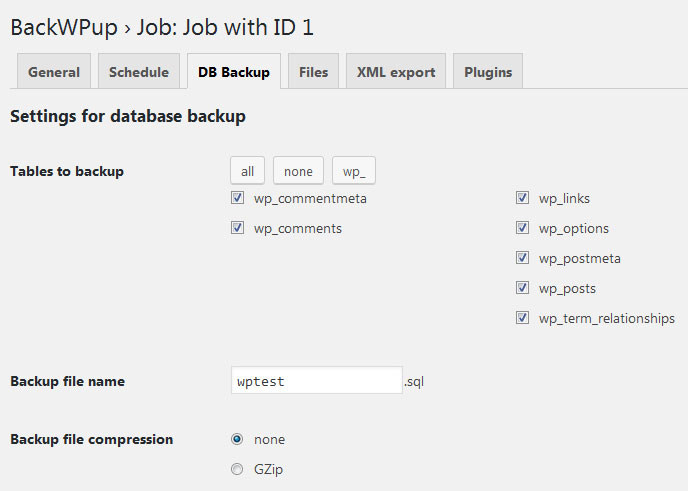 Crear backup de la base de datos de WordPress con BackWPup