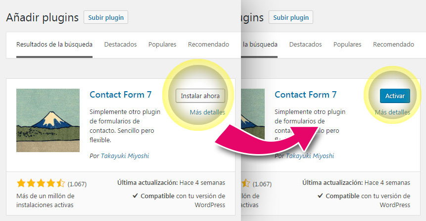 Instalar y activar el plugin de Contact Form 7 en WordPress