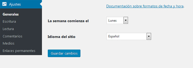 Cambiar idioma en WordPress desde el panel de administración