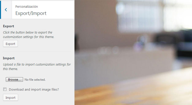 Plugin Customizer Export Import para exportar e importar configuración de tema del personalizador de WordPress