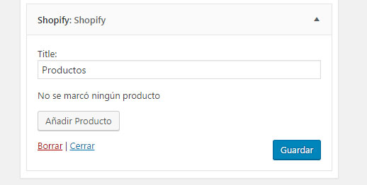 Añadir widget de productos de Shopify en barra lateral de WordPress