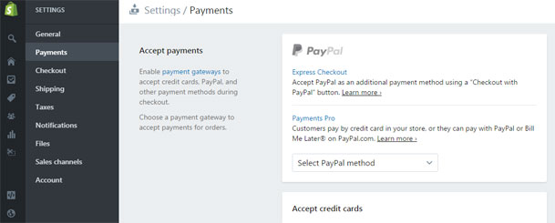 Configurar métodos de pago en Shopify
