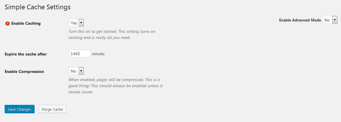 Configuración sencilla del Plugin Simple Cache de WordPress