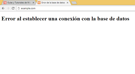 Mensaje de Error al establecer una conexión con la base de datos