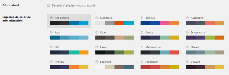 Nuevos esquemas de color para administración de WordPress con Plugin Admin Color Schemes