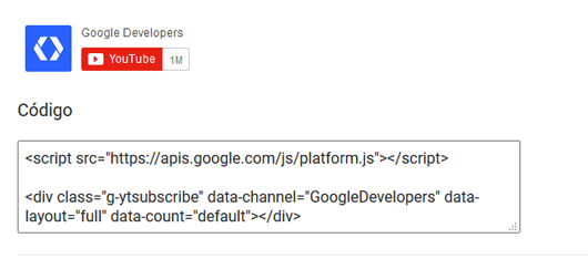 Obtener código HTML para insertar botón de suscripción de YouTube en WordPress