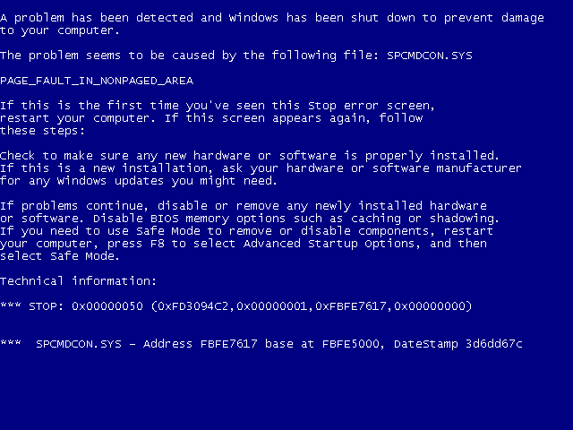Pantalla de muerte de Windows
