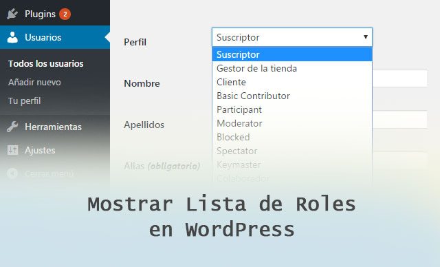 Mostrar Lista de Roles de Usuarios en WordPress