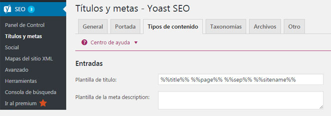 Personalizar estructura de enlaces de entradas en plugin Yoast SEO