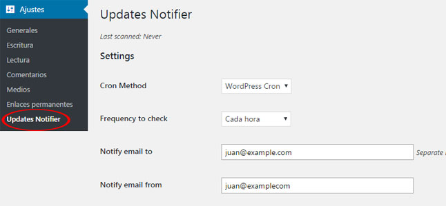 Obtener notificaciones sobre nuevas versiones de WordPress por correo electrónico con WP Updates Notifier