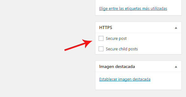 Habilitar conexión segura HTTPS en entrada o página específica en WordPress