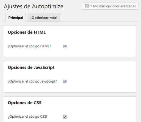 Configurar plugin Autoptimize para solucionar problema de bloqueo de renderización de Javascript y CSS en WordPress