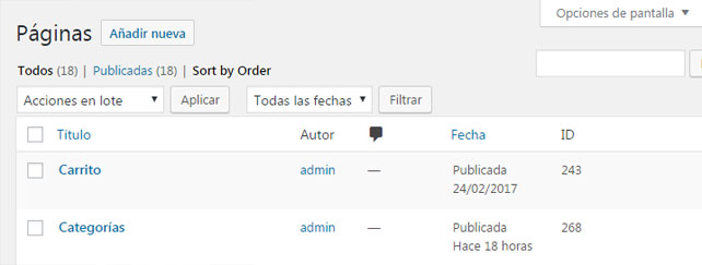 Añadir nueva columna de id de entradas y páginas en WordPress