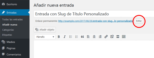Editar Slug de Entrada en WordPress para Crear un Enlace Permanente Personalizado