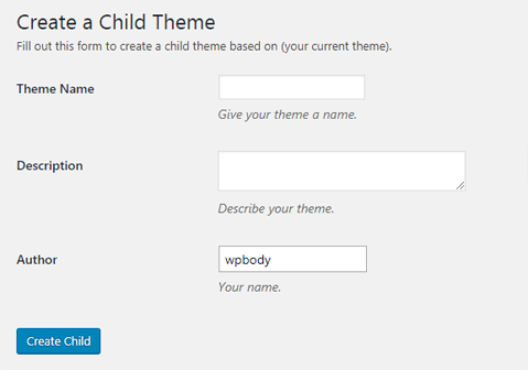 Crear un child theme con plugin One-Click Child Theme en WordPress