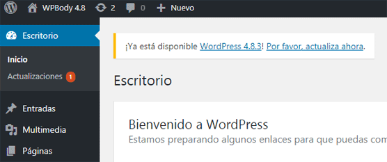 Actualización WordPress 4.8.3 está disponible actualiza ahora