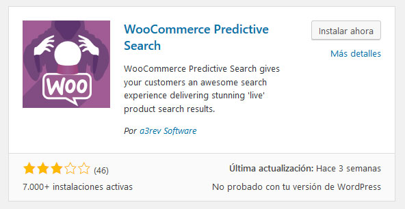 Plugin WooCommerce Predictive Search en español