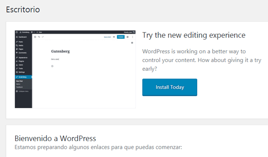 WordPress recomienda instalar y probar el editor Gutenberg en WordPress 4.9 Beta 3