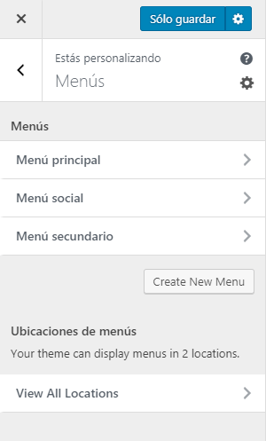 Crear menú de navegación en el personalizador en WordPress 4.9