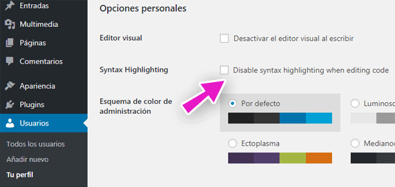 Deshabilitar verificación de sintáxis en el editor de CSS en WordPress 4.9
