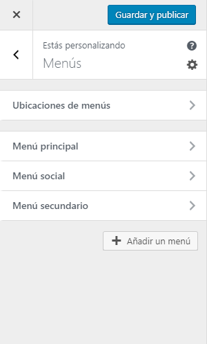 Crear menú de navegación en el personalizador antes de WordPress 4.9