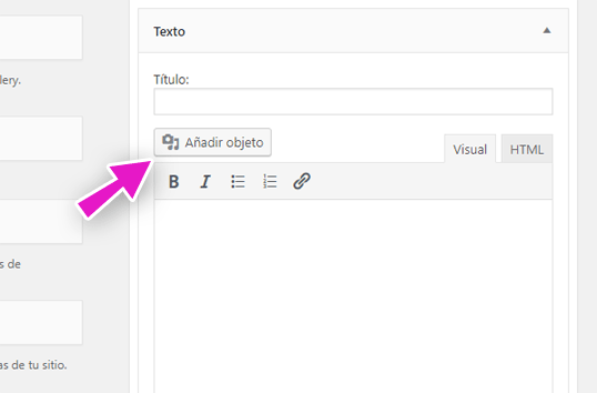 WordPress 4.9 agrega botón añadir objeto en widget de texto