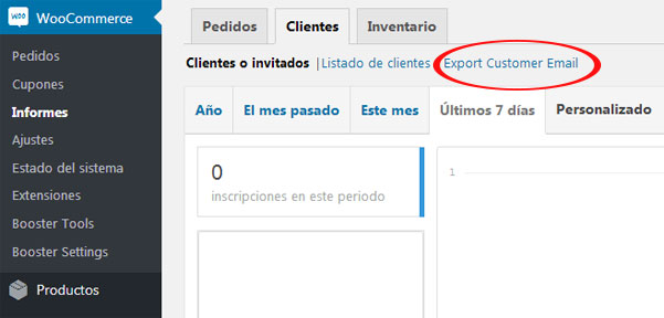Plugin WooCommerce Export Customer Email para exportar correos electrónicos de clientes 