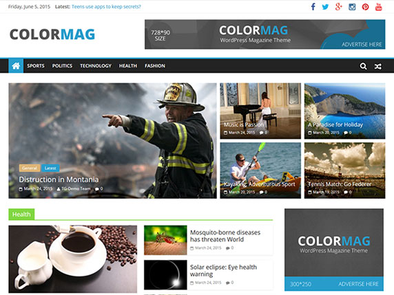Enlace de demo del gratuito tema ColorMag de WordPress