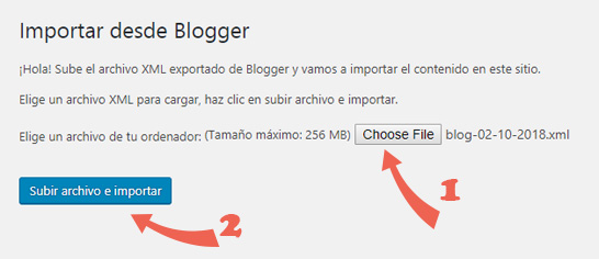 Importar archivo de xml del contenido de Blogger a WordPress