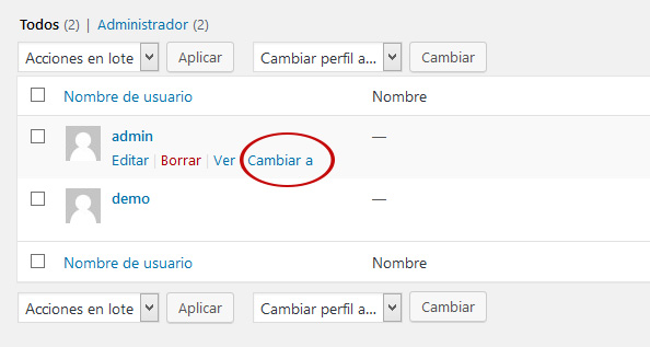 Cambiar a otro usuario de forma automática con el plugin User Switching