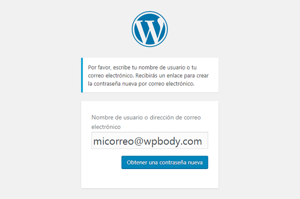 cambiar contraseña de administrador desde el formulario de acceso login