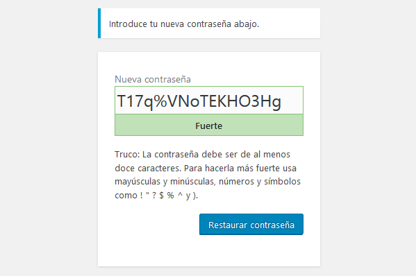 crear nueva contraseña de administrador mediante correo electrónico en WordPress