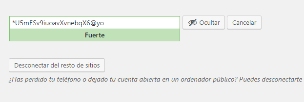resetear contraseña en perfil de usuario de WordPress