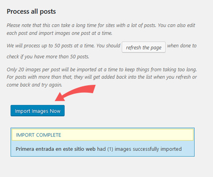 Importar las imágenes a tu sitio web de WordPress