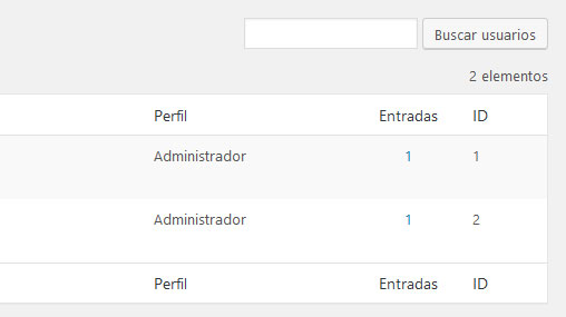Columna de ID de usuario en la sección de usuarios en WordPress