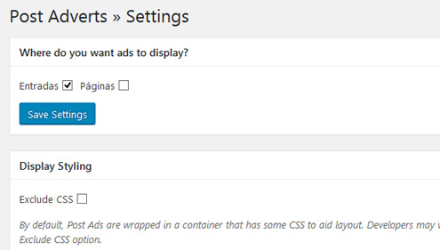 Configuración del plugin Insert Post Ads de WordPress