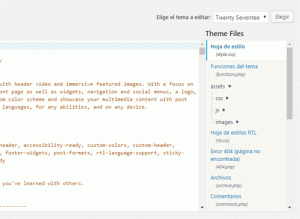 Navegación de archivos y directorios en editor de temas en WordPress 4.9 Beta 3