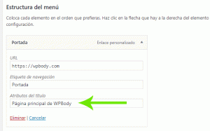 Añadir atributo de título en enlace de menú de WordPress