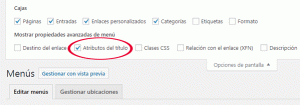 Habilitar atributo de título en opciones de pantalla de WordPress