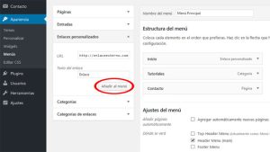 Crear enlace personalizado en el menú de navegación de WordPress