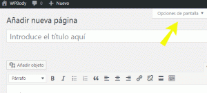 Mostrar extracto en página de WordPress en las opciones de pantalla
