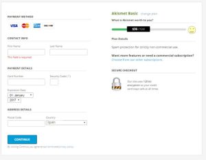 Informacion de contacto para activar plugin akismet en wordpress