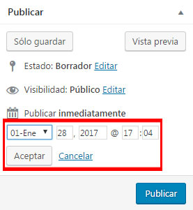 Modificar fecha de publicación de entradas y páginas en WordPress
