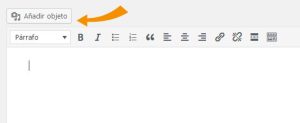 botón añadir objeto en WordPress