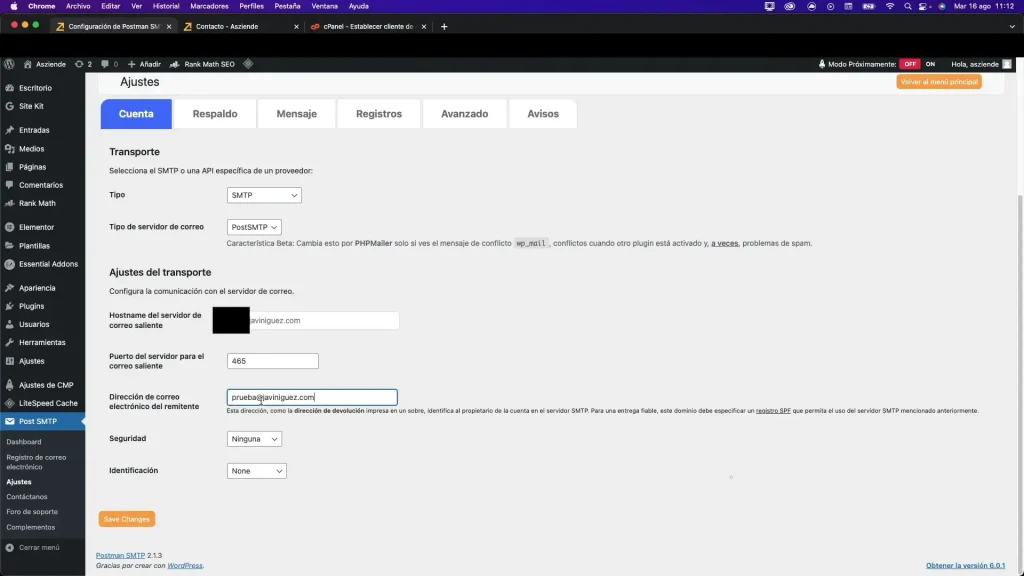 Configurar el Plugin Post SMTP