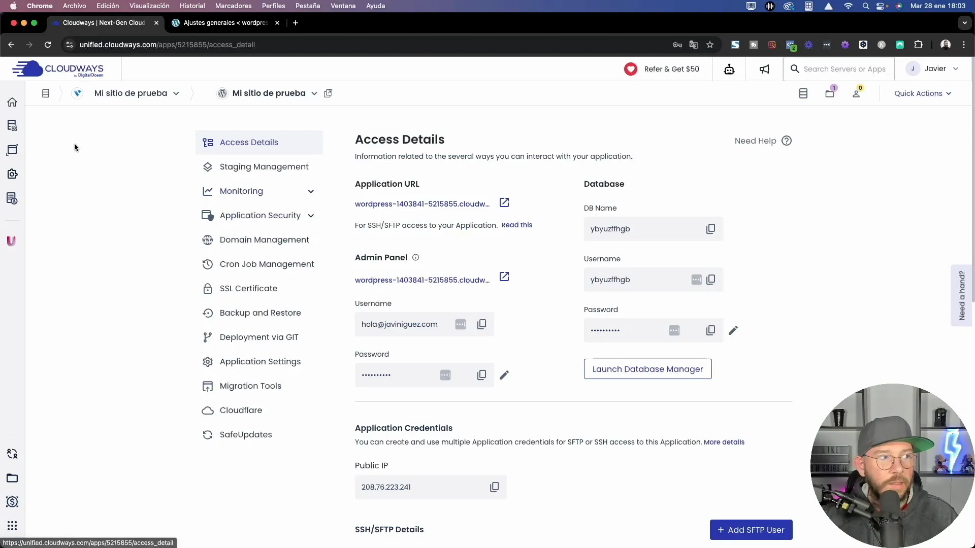 Accediendo a la aplicación de WordPress