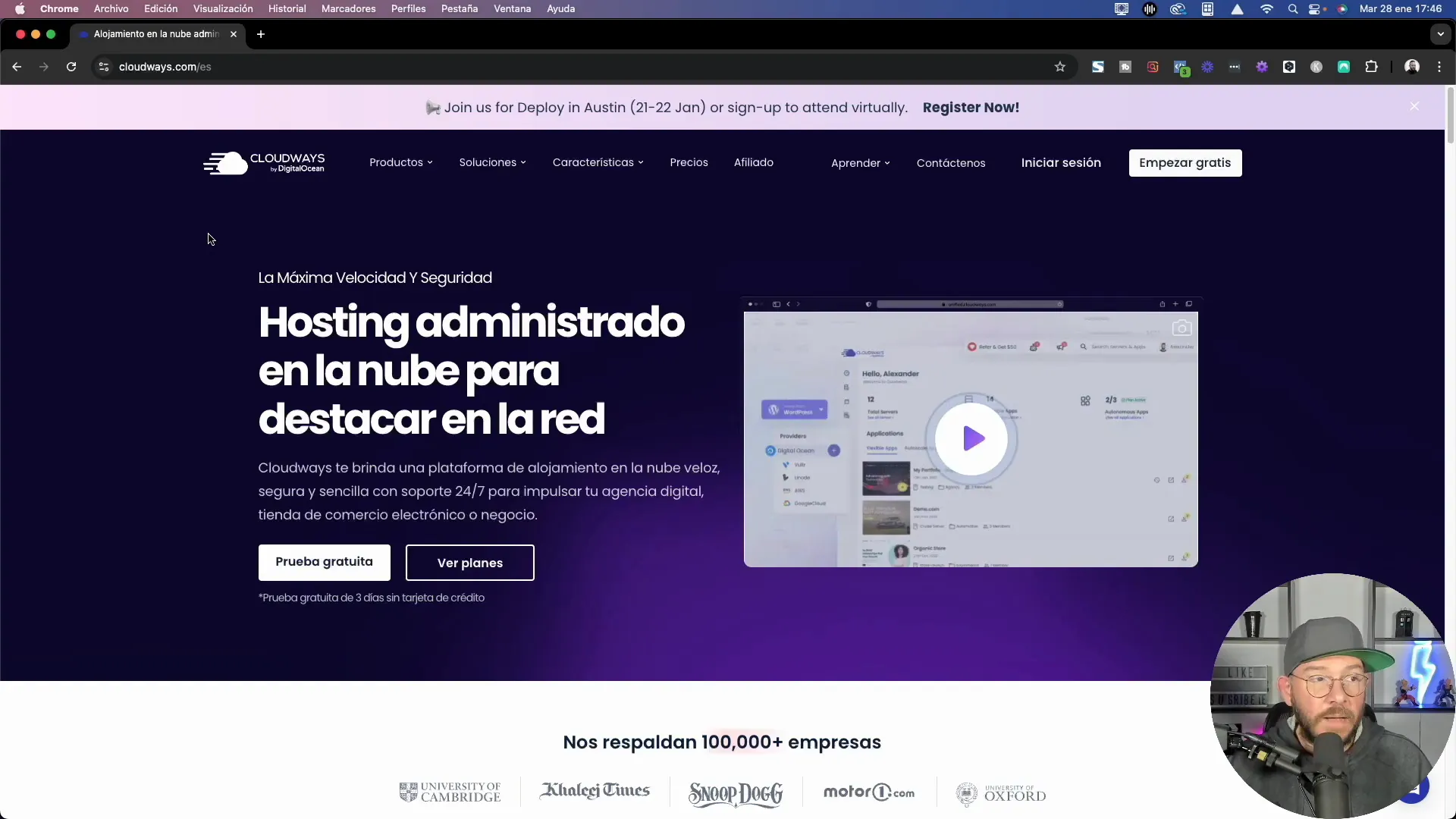 Seleccionando Cloudways como proveedor de hosting
